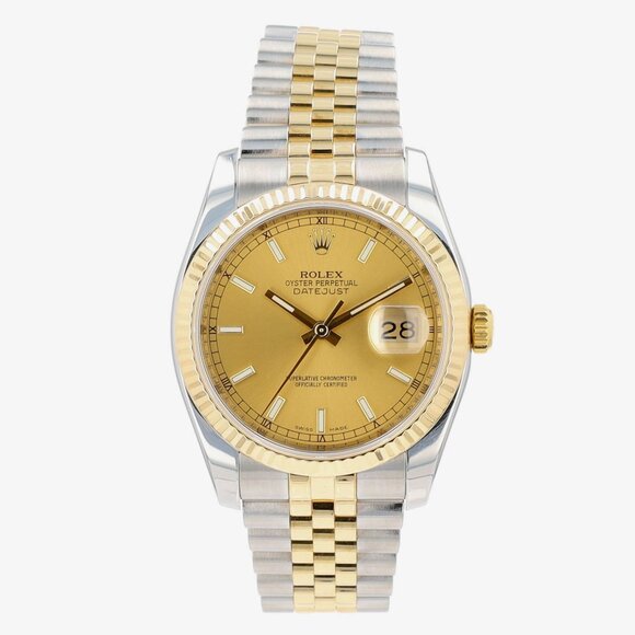 Rolex Datejust 116233 Two-Tone 18KY & Steel Champagne Index Jubilee 36mm Watch - Picture 2 of 9